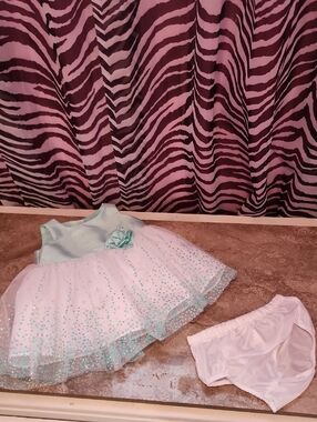 Girls Mint Green Tulle Party Dress with Bloomer